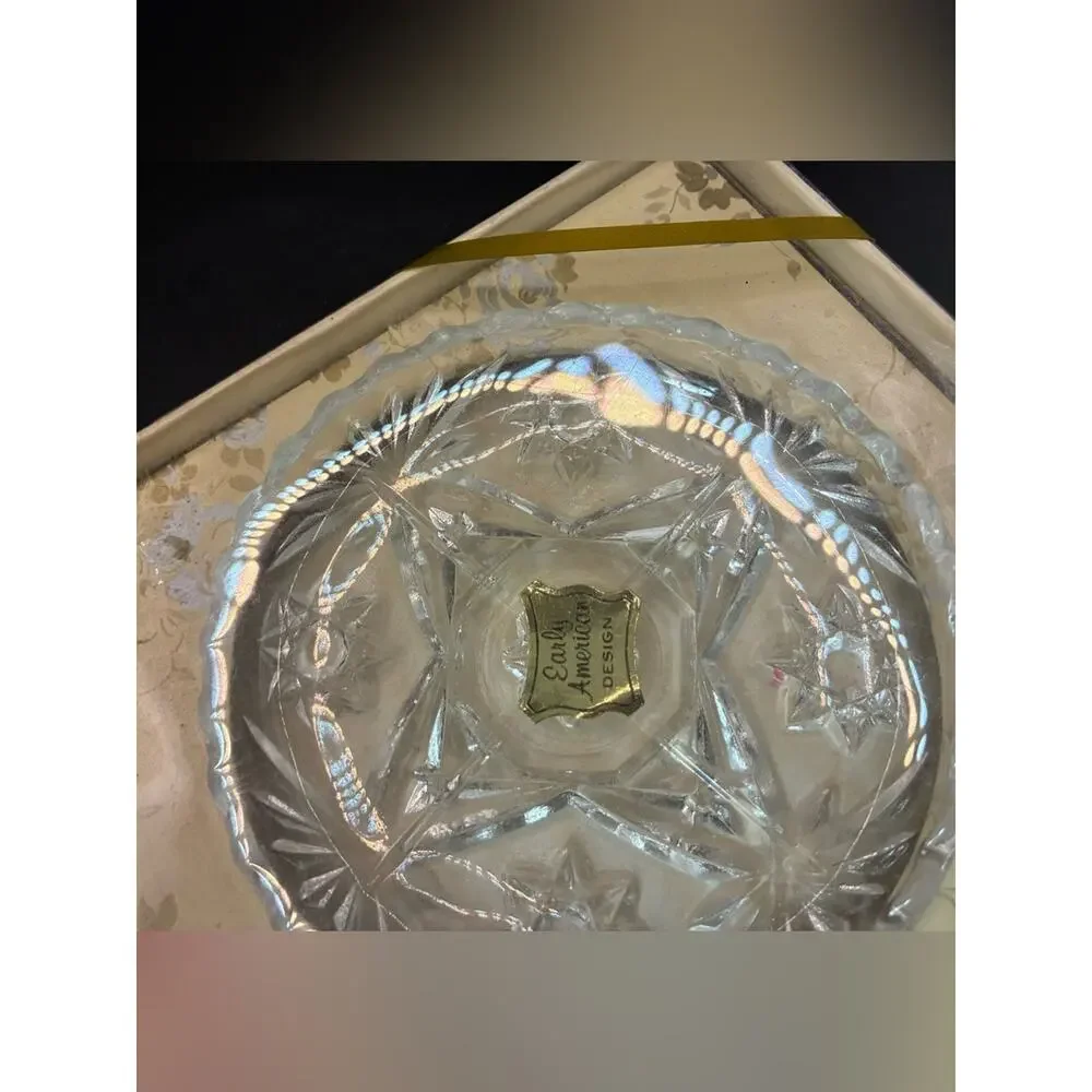 Vintage 1960s Delagar Guest Soap Set| Roses Pressed Glass Dish Vanity EAPC NOS